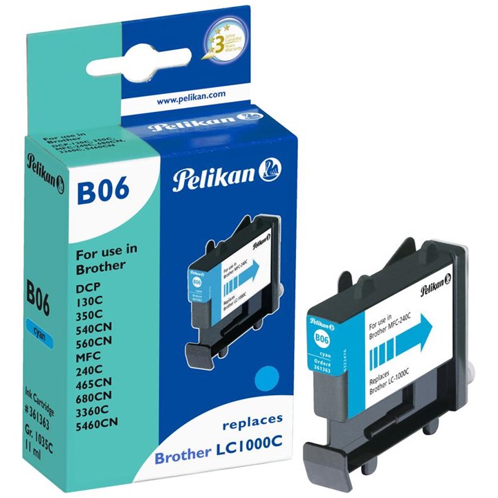 BROLC1000CPEL Pelikan Ink Compat For Brother LC1000C Cyan