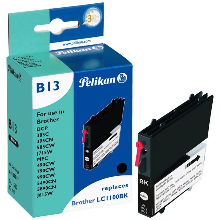 BROLC1100BKPEL Pelikan Ink Compat For Brother LC1100Bk Black