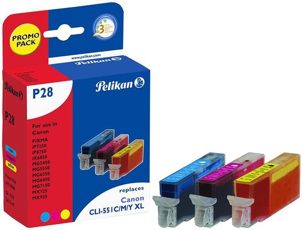 CANCLI551MPXLPEL Pelikan Ink Compat For Canon CLI-551XL Multi Slim