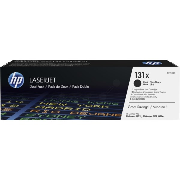 HP 131X LaserJet Toner Cartridges High Yield Black Dual Pack CF210XD