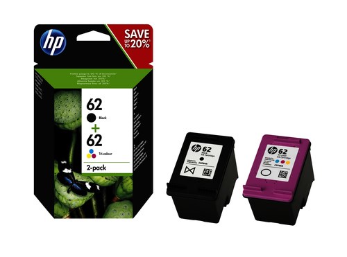 HPN9J71AE HP 62 Black Colour Ink Cartridges Twin Pack N9J71AE