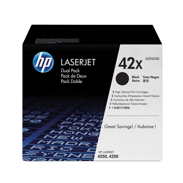 HPQ5942XD HP LJ4250 4350 Cartridge Black HC Twin Pack