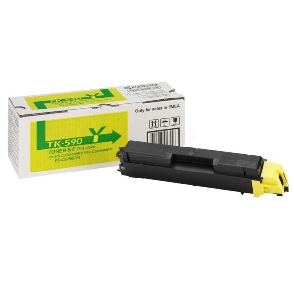 KYOTK590Y Kyocera FSC2016 2026 2126 Toner Yellow 1T02KVANL0 TK590Y