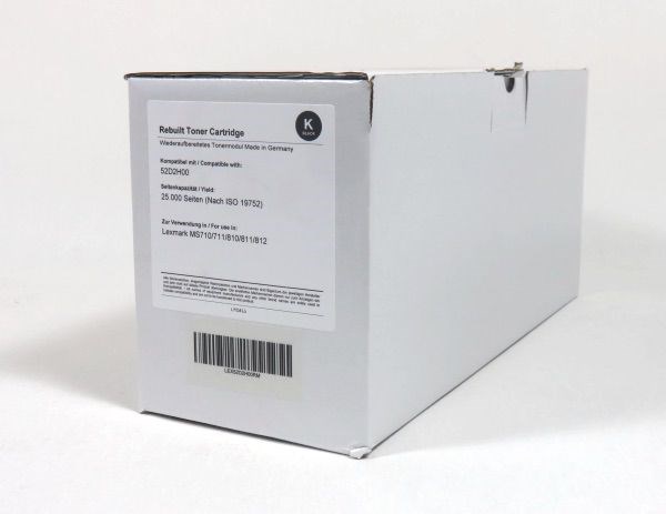 LEX52D2H00RM Lexmark MS710 711 810 811 812 Toner Black Remanufactured 25K 52D2H00