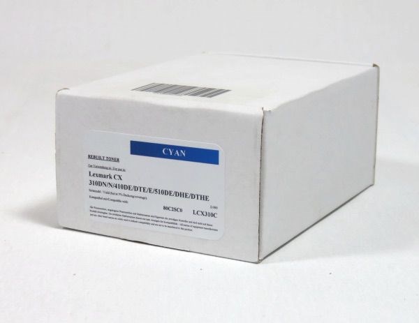 LEX802SCRM Lexmark CX310 410 510 Toner Cyan Remanufactured 802SCRM 2.5K