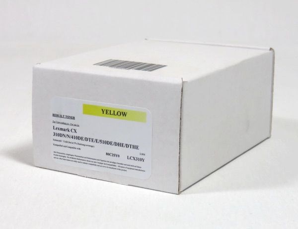 LEX802SYRM Lexmark CX310 410 510 Toner Yellow Remanufactured 802SYRM 2.5K